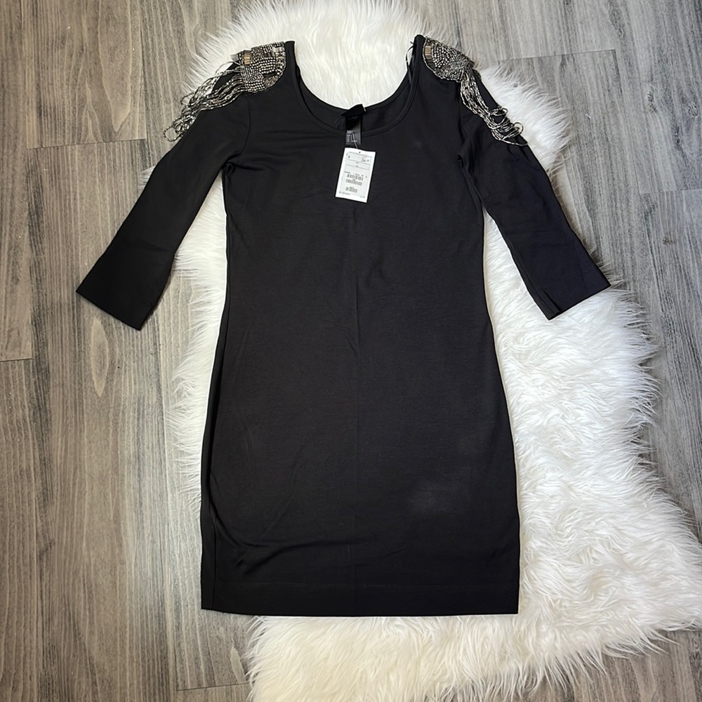 3/$25 H&M Gray women’s small T-shirt dress with beaded shoulder accents